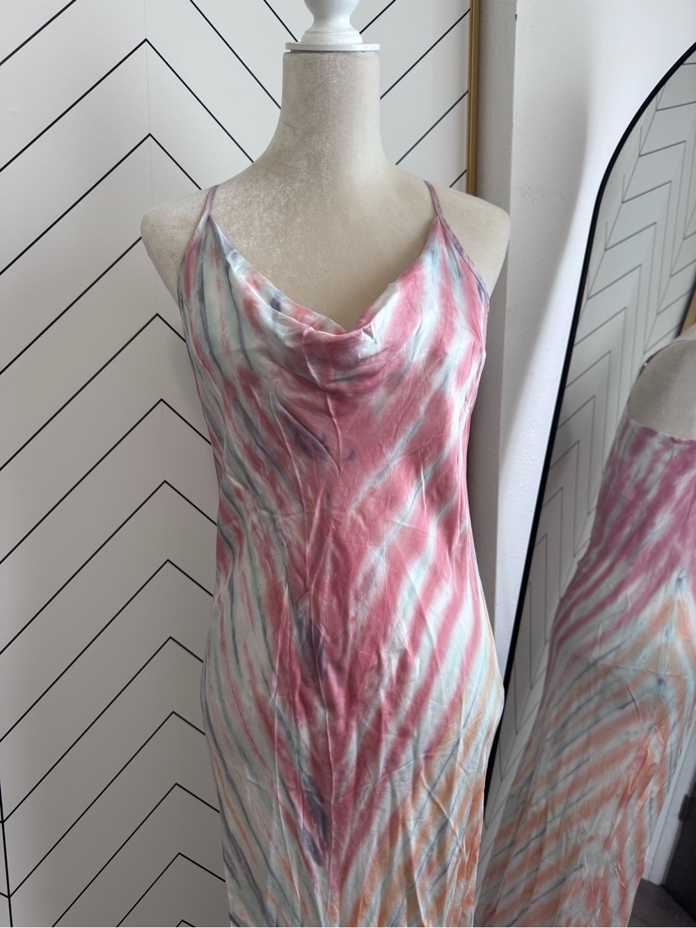 Young Fabulous & Broke satin sweetie plum  Pastel Tie-Dye slip dress - Picture 4 of 10